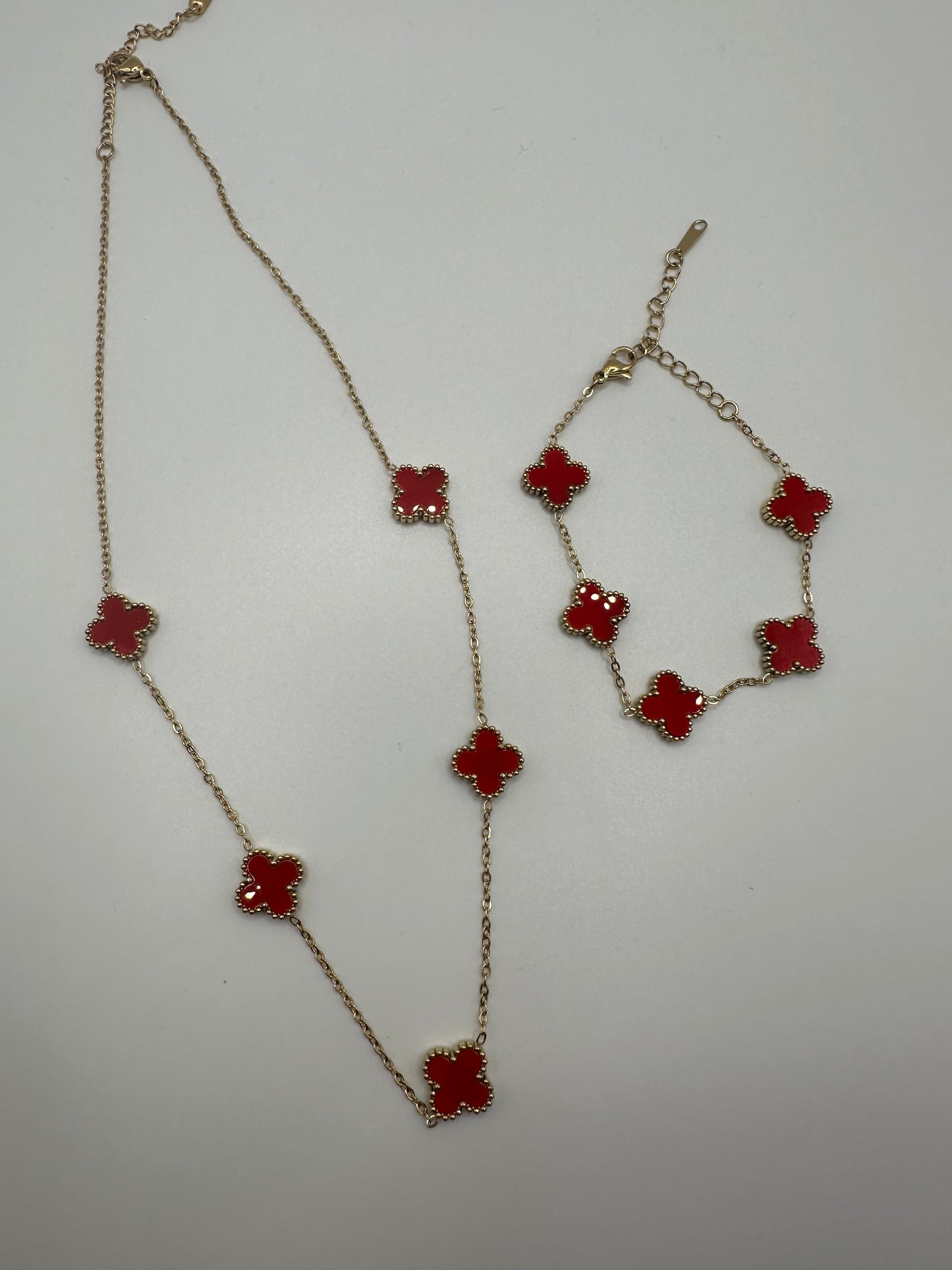 „Ela“ Edelstahl Kette oder Armband Gold/Rot