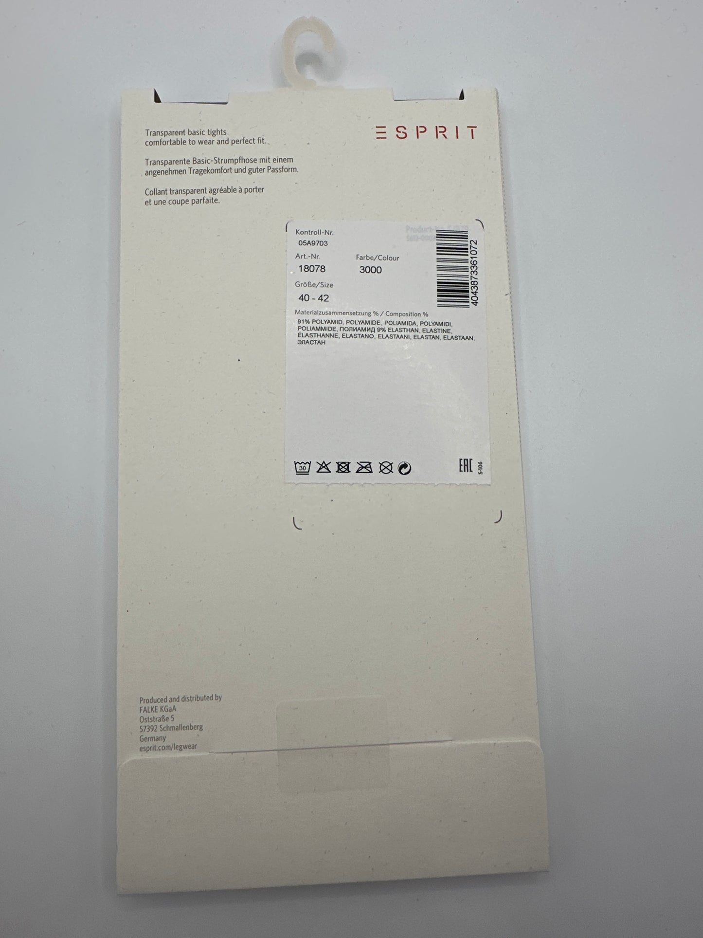 Esprit Basic Strumpfhose 20 Den 40-42 schwarz
