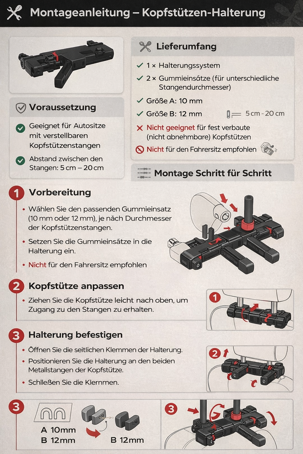 Kopfstütze bei längeren Fahrten