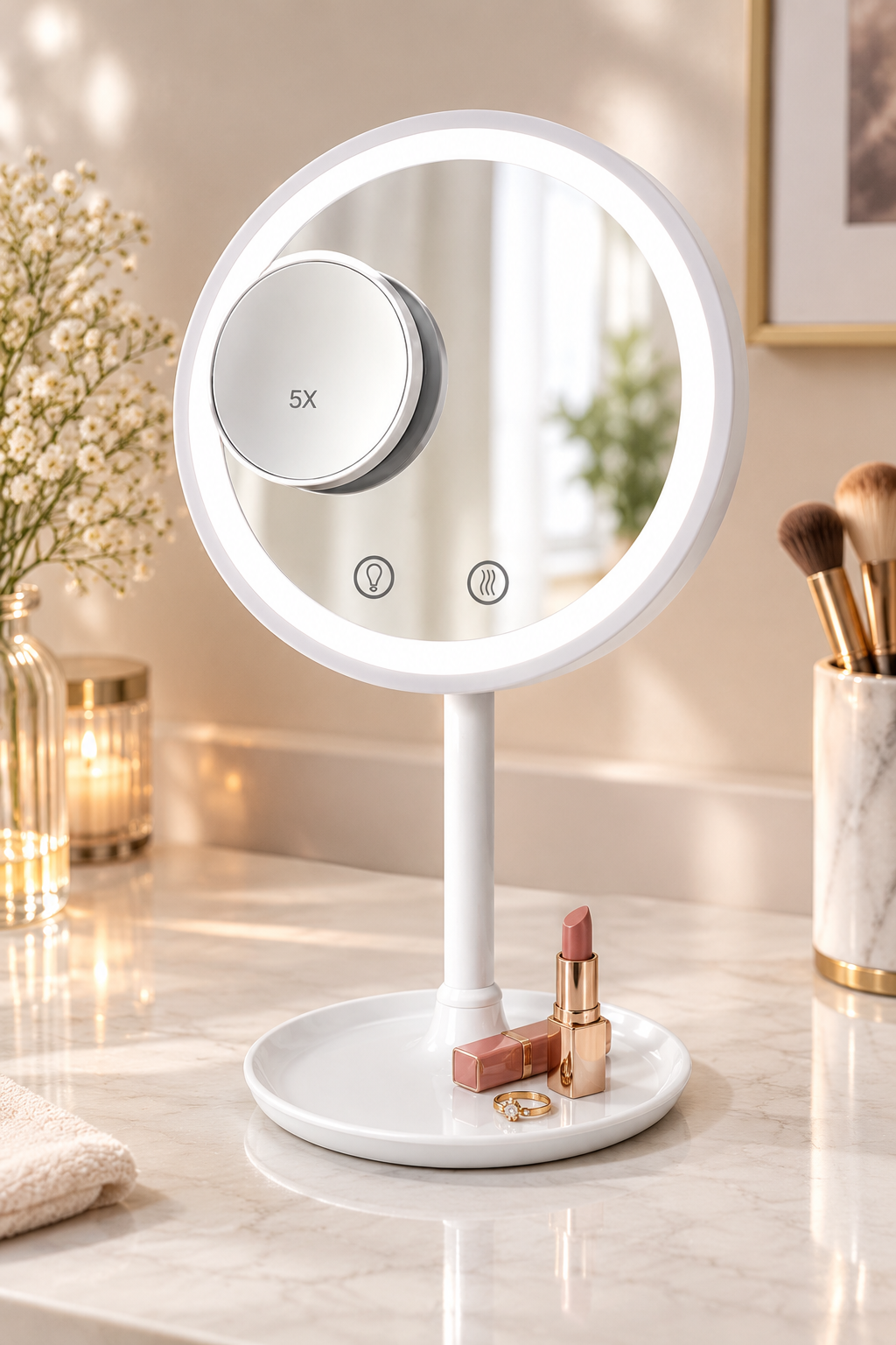 Kosmetikspiegel mit LED Licht und Ventilator