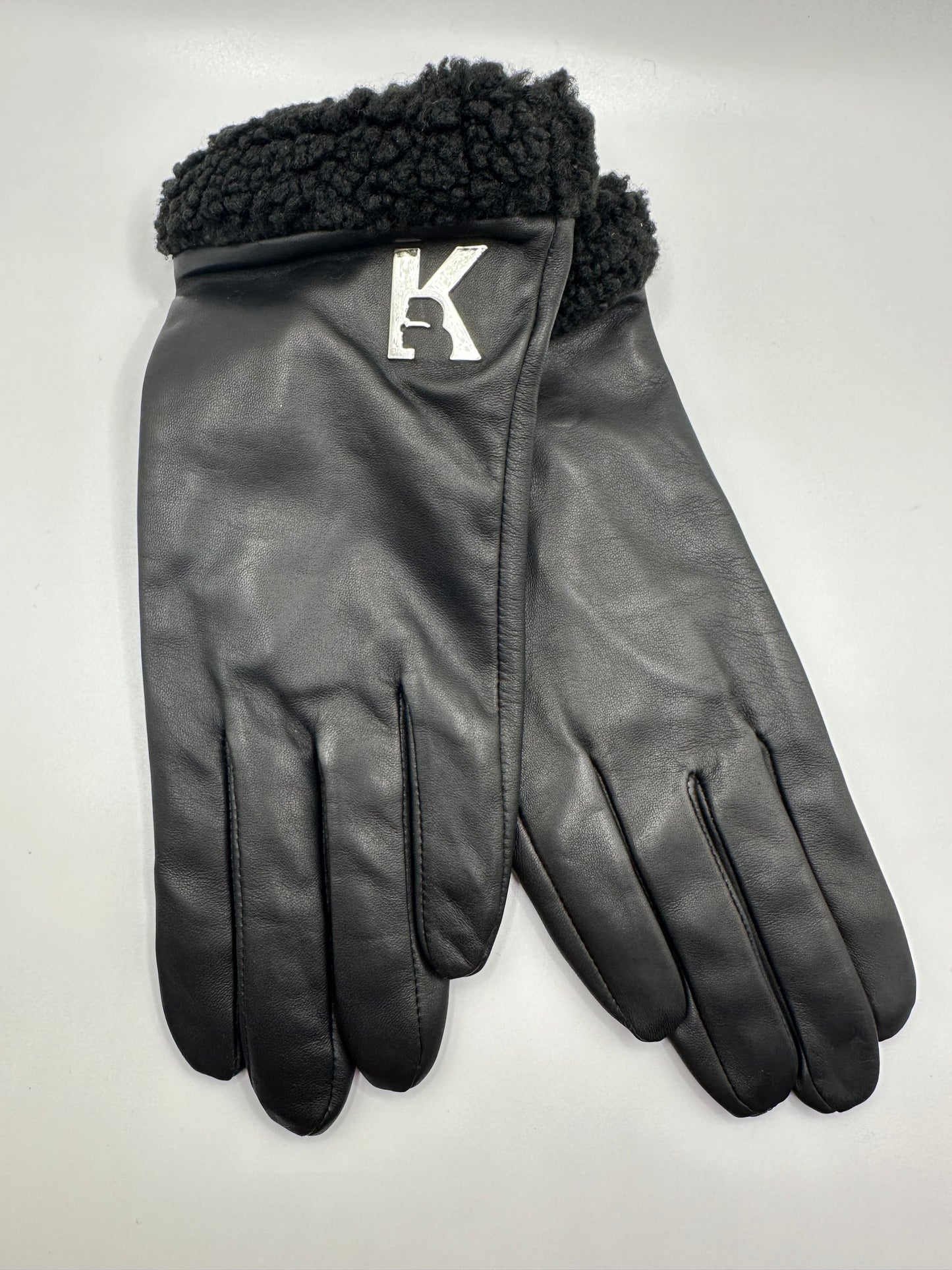 Karl Lagerfeld Teddy Lederhandschuhe