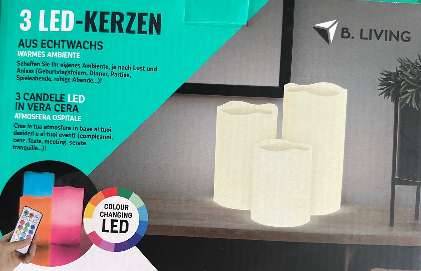 3 LED Echtwachs-Kerzen