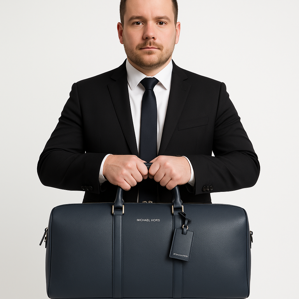 Michael Kors Cooper Leder Weekender Navy