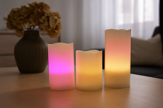 3 LED Echtwachs-Kerzen