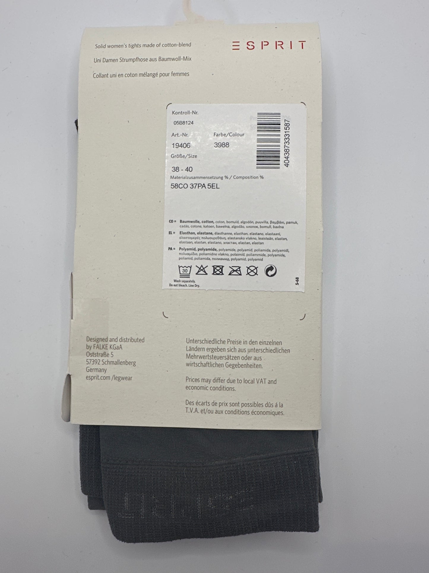 Esprit Basic Strumpfhose 38-40 Grau