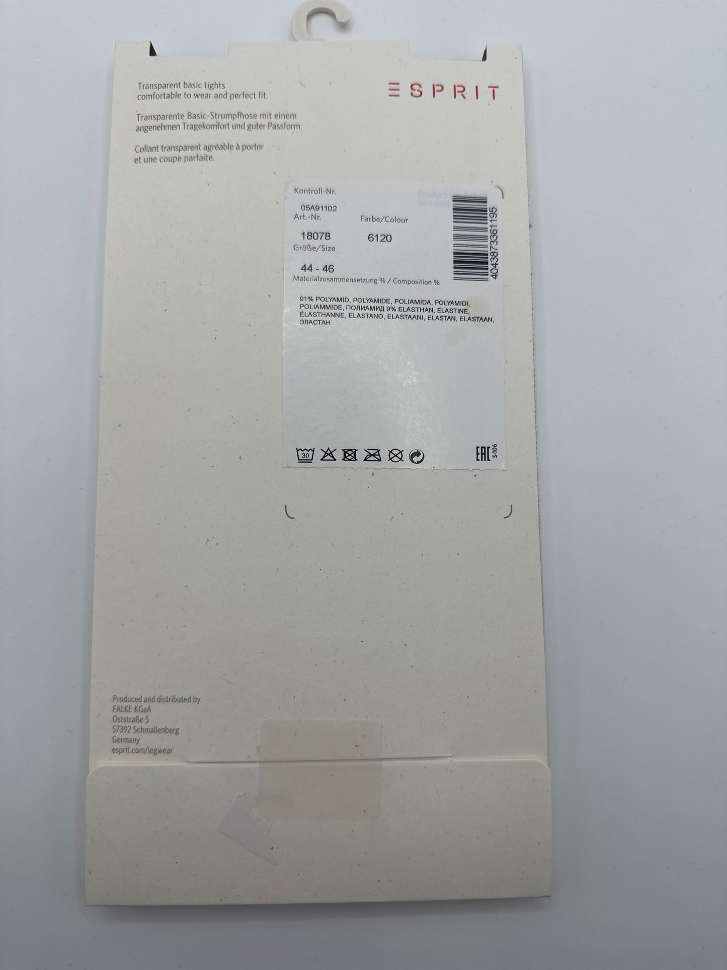 Esprit Basic Strumpfhose 20 Den 44-46 schwarz