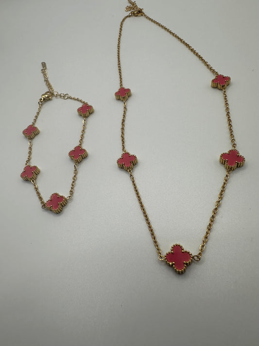 „Ela“ Edelstahl Kette oder Armband Gold/Rosa (Small)