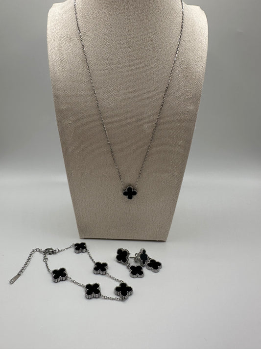 Schmuckset „ Black Flower“ Silber