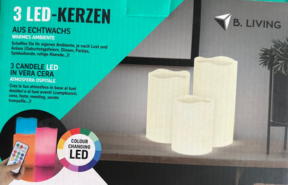 3 LED Echtwachs-Kerzen