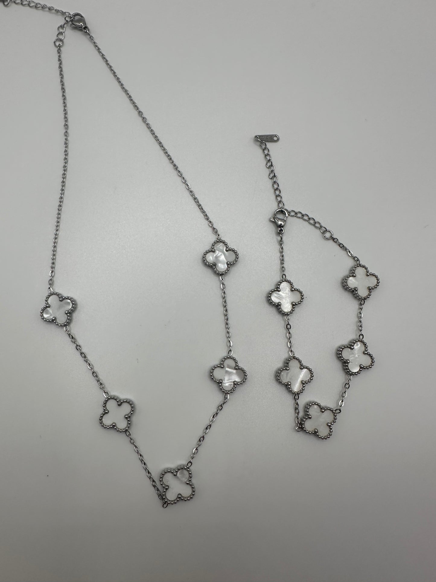 Edelstahl Kette oder Armband Silber/Weiß