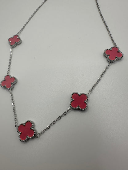 „Ela“ Edelstahl Kette Silber/Rosa