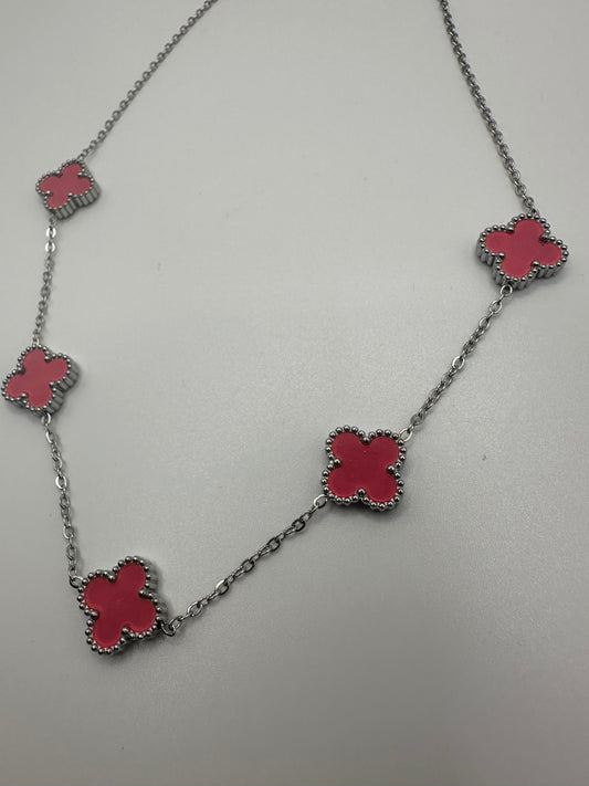 „Ela“ Edelstahl Kette Silber/Rosa