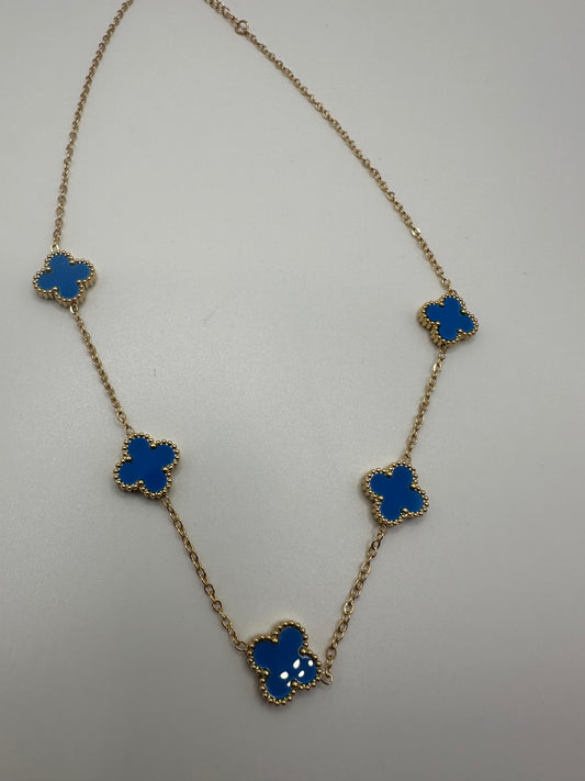„Ela“ Edelstahl Kette Gold/Blau