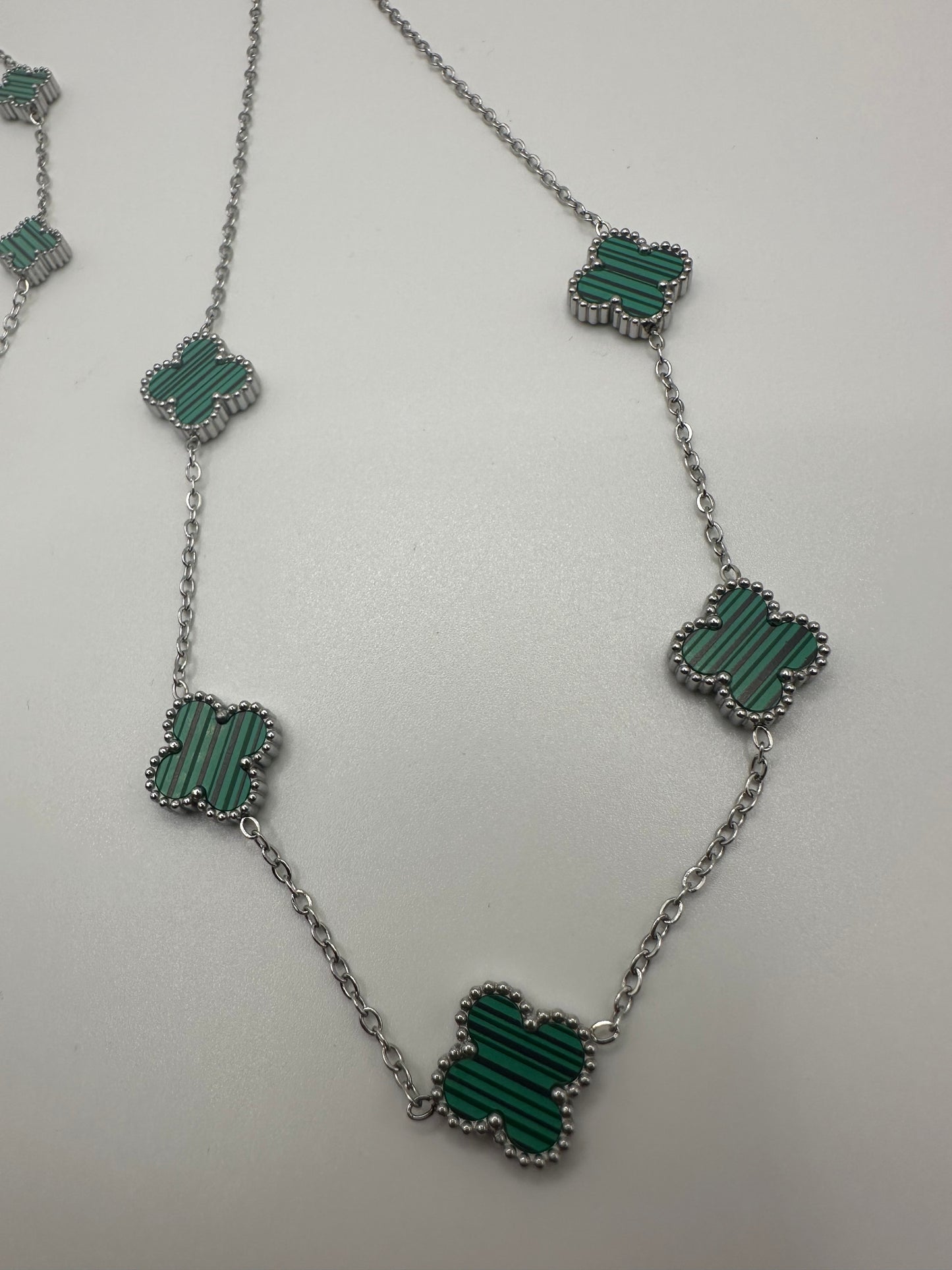 „Ela“ Edelstahl Kette oder Armband Silber/Grün (Small)