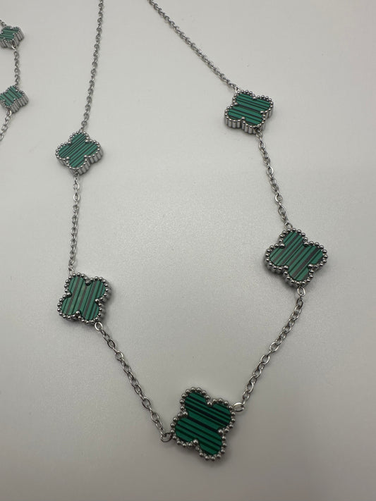 „Ela“ Edelstahl Kette oder Armband Silber/Grün (Small)