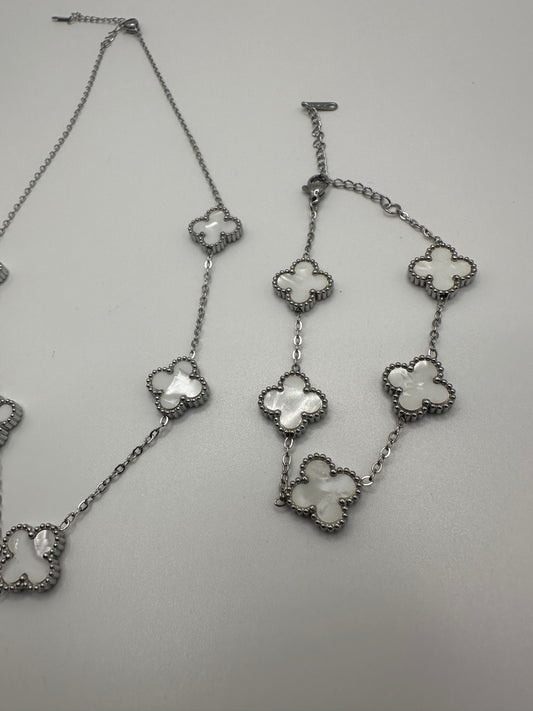 „Ela“ Edelstahl Kette oder Armband Silber/Weiß