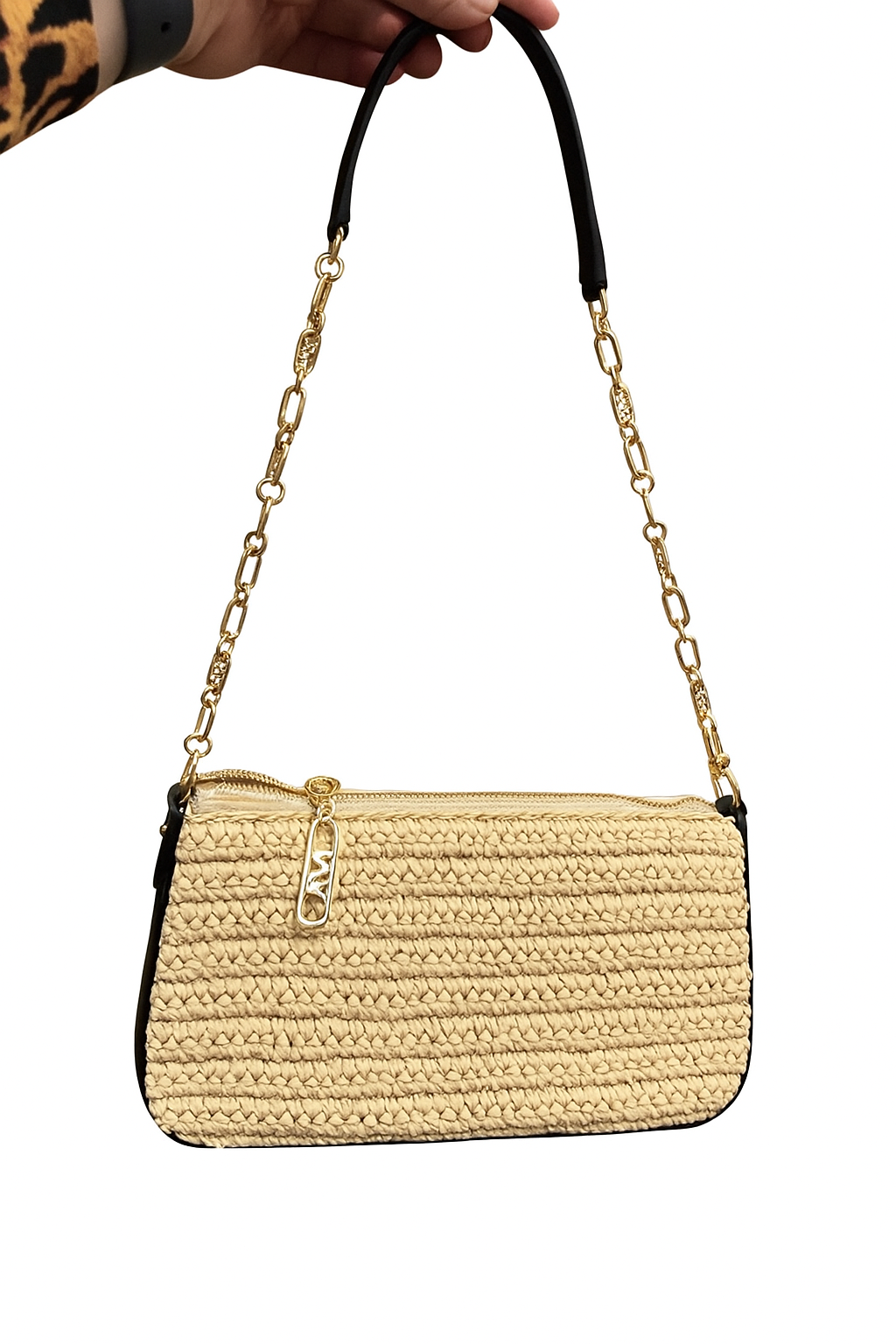 Michael Kors Empire Schultertasche mit schwarzem Leder