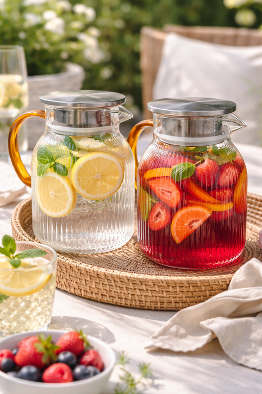 2er Pak Glaskrug mit je 1 Liter Fassung