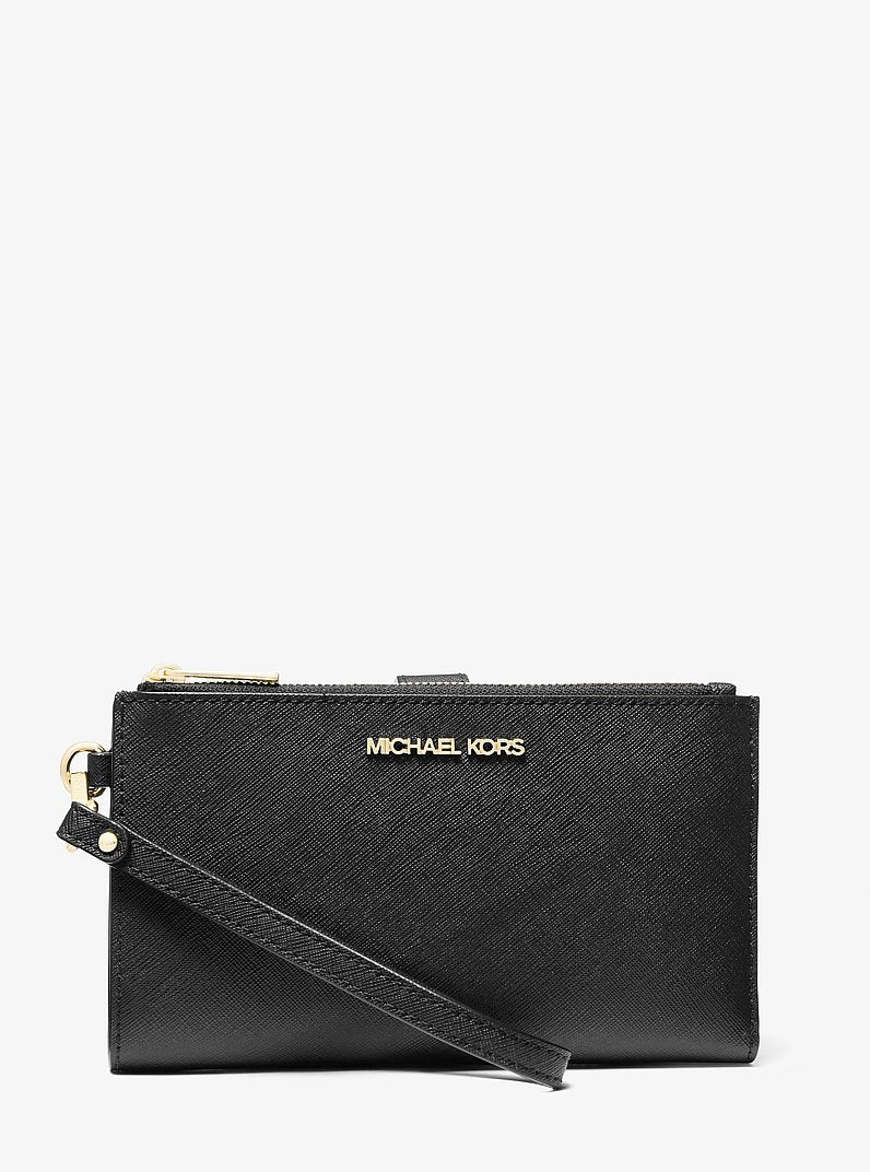 Michael Kors Doppelzipp Portmonee schwarz mit goldenen Details