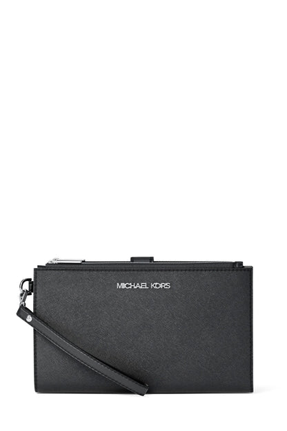 Michael Kors Doppelzipp Portmonee schwarz mit silbernen Details
