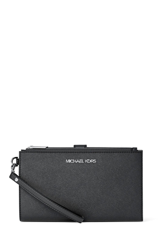 Michael Kors Doppelzipp Portmonee schwarz mit silbernen Details