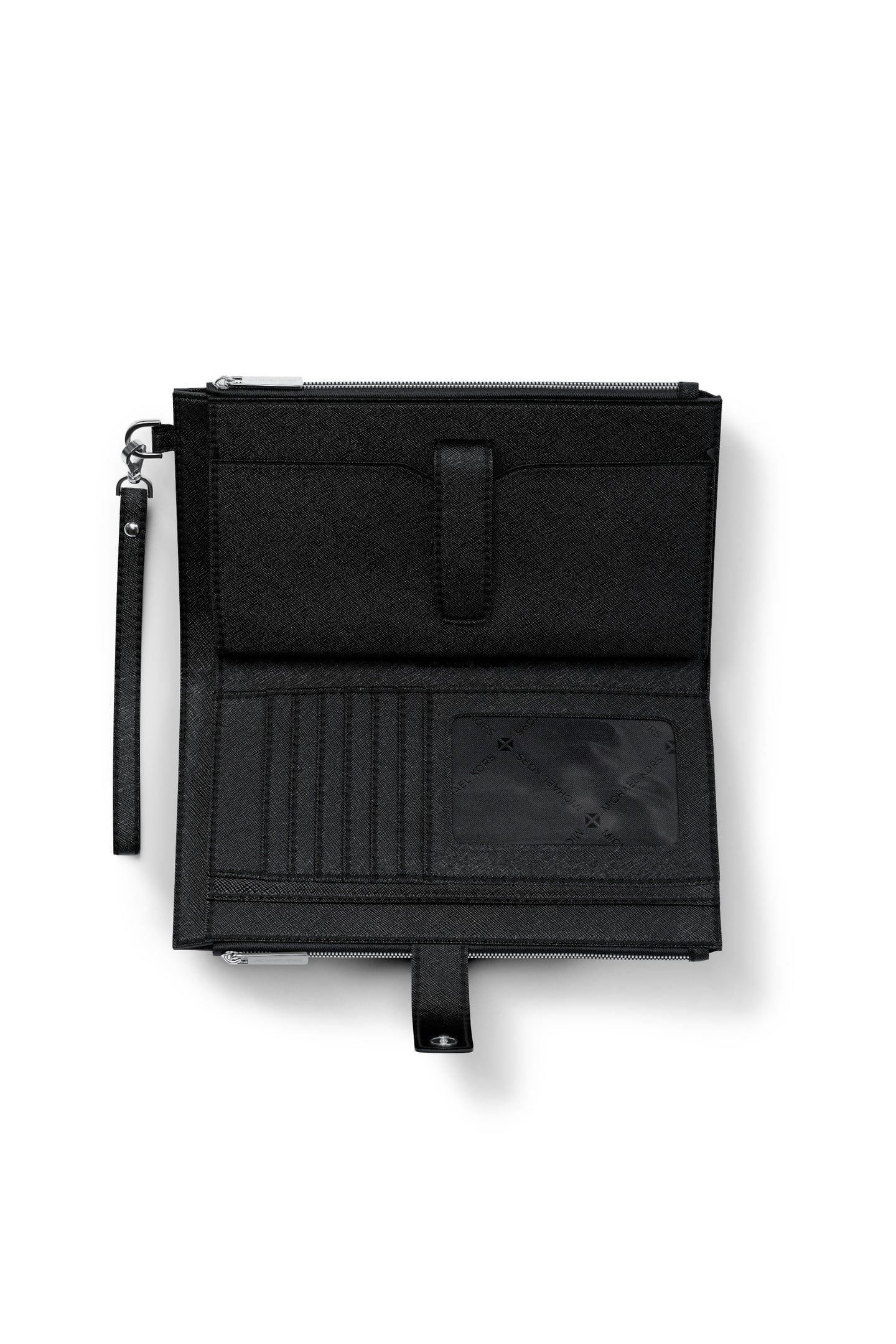 Michael Kors Doppelzipp Portmonee schwarz mit silbernen Details