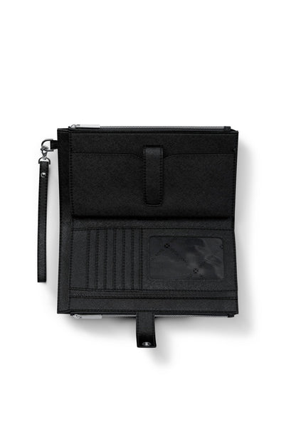 Michael Kors Doppelzipp Portmonee schwarz mit silbernen Details