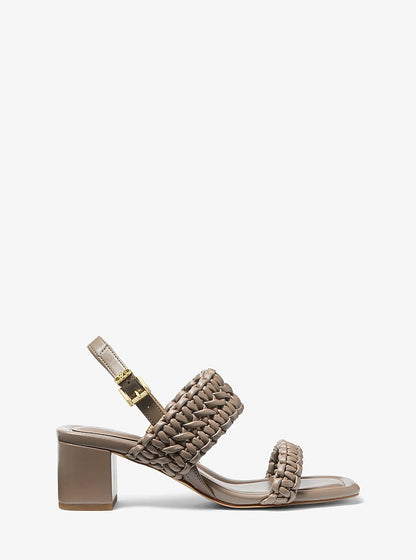 Michael Kors Sandale „Audrina“ in Weboptik mit Blockabsatz Größe 7,5/38 Farbe Olive