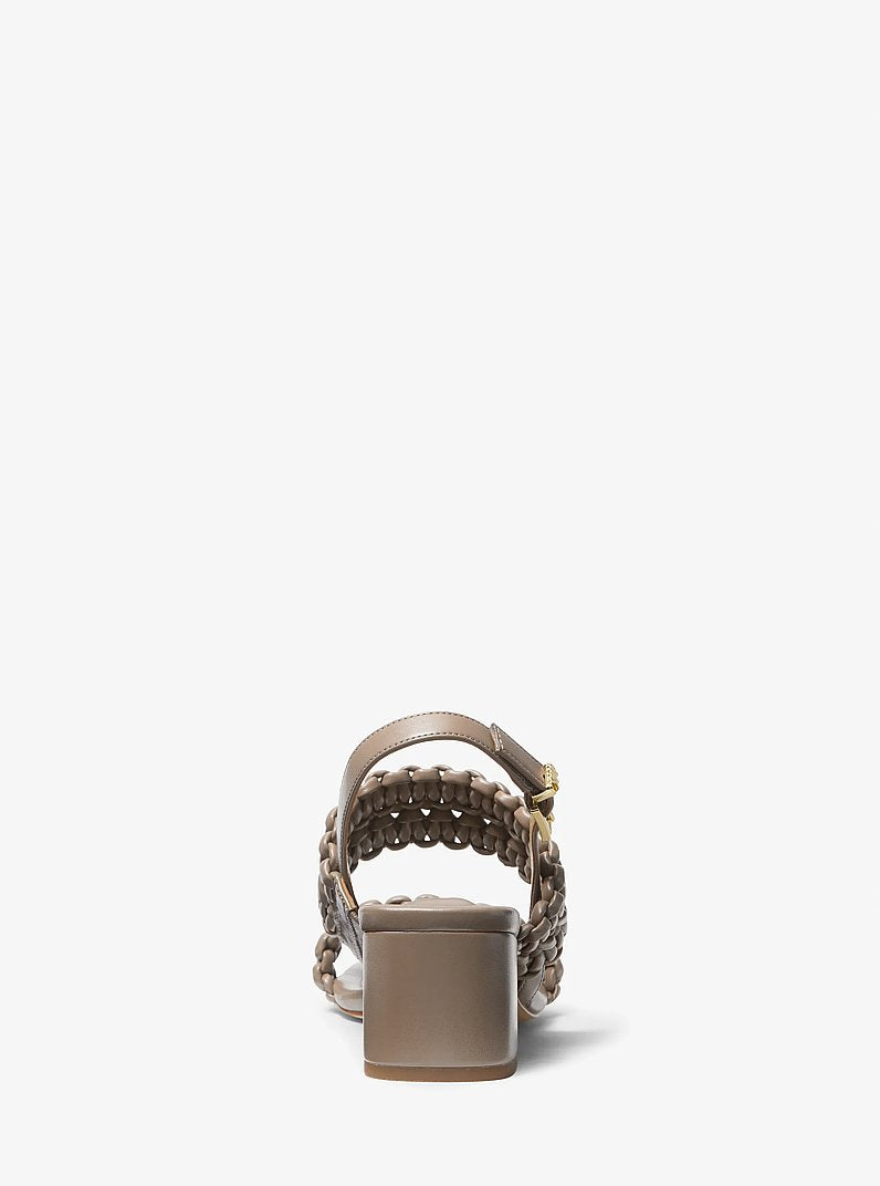 Michael Kors Sandale „Audrina“ in Weboptik mit Blockabsatz Größe 7,5/38 Farbe Olive