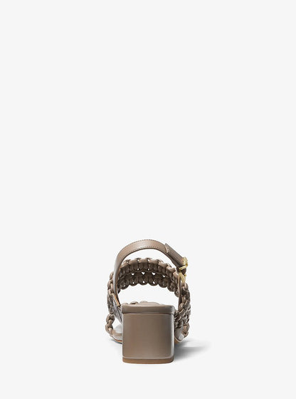 Michael Kors Sandale „Audrina“ in Weboptik mit Blockabsatz Größe 7,5/38 Farbe Olive